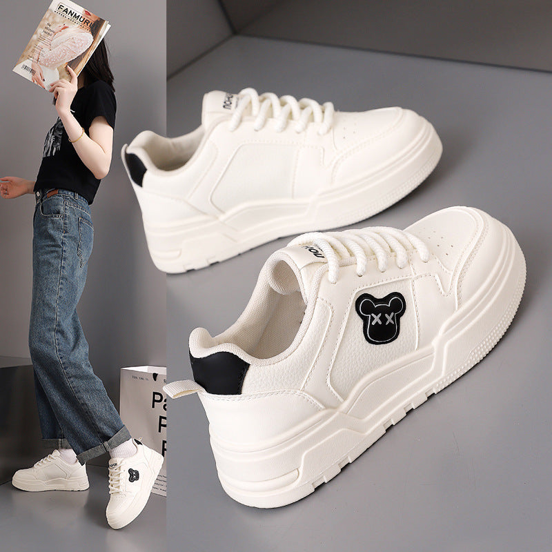Damen Sneaker Bärenmotiv Dicke Sohle Schwarz Mode - Norvielle
