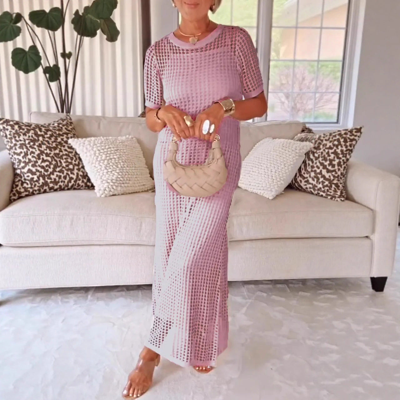 Damen Maxi-Kleid aus Mesh für den Sommer Elegant