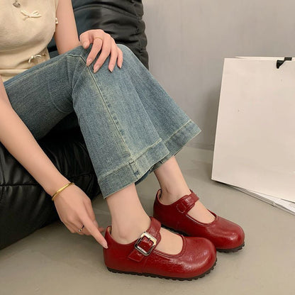Damen Ballerinas Mary Jane mit verstellbarem Riemen Elegantes Design