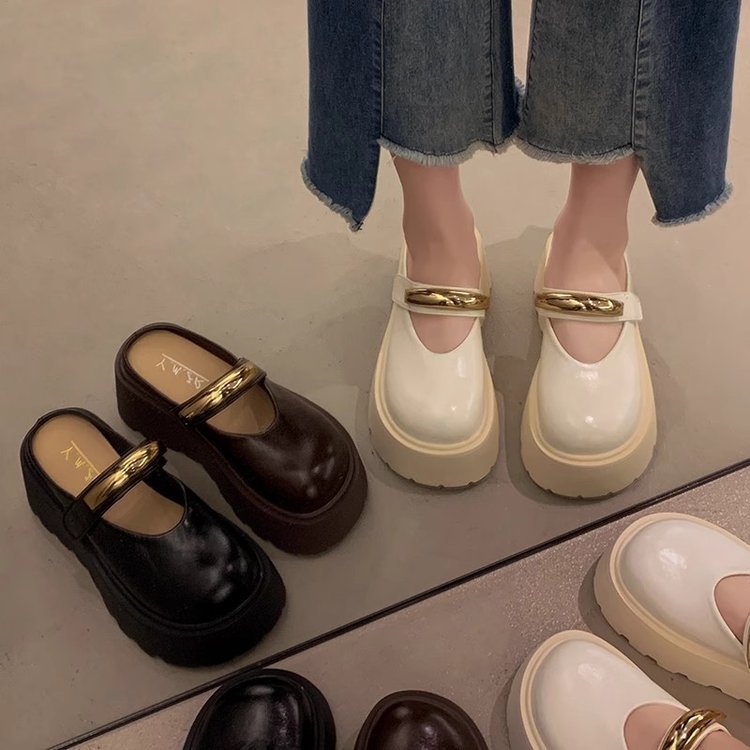 Damen Plateau Clogs Glänzend Rutschfest