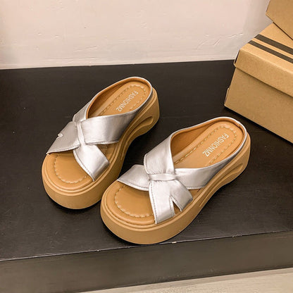 Damen Plateau-Sandalen Bequem Knotendesign