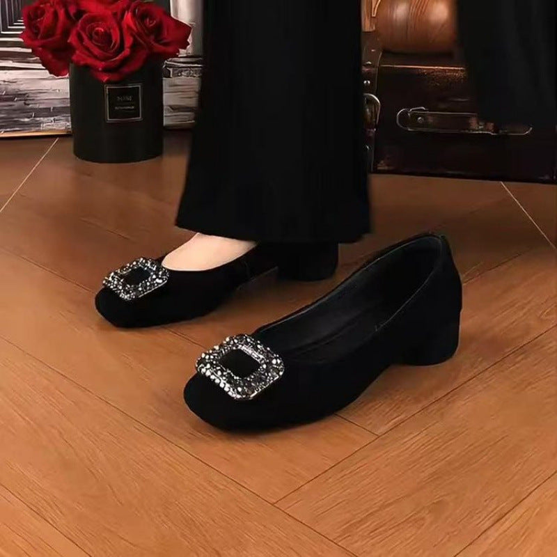 Damen Ballerinas Elegant Strass Schließe