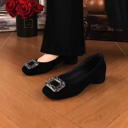Damen Ballerinas Elegant Strass Schließe