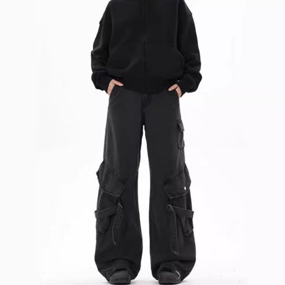 Damen Cargo-Hose Bequem Mit Seitentaschen Weite Passform