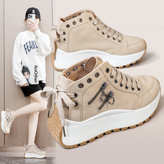 Damen High- Sneaker Sportschuhe Mit Reißverschluss Schwarz - Norvielle