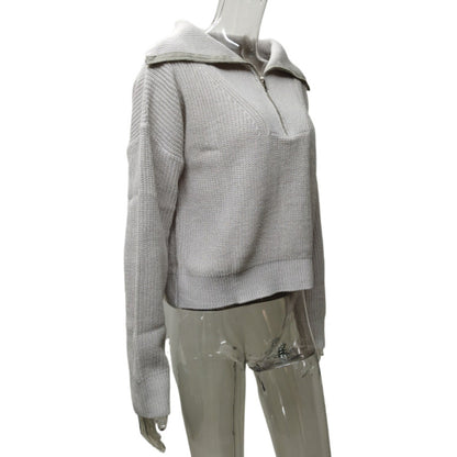 Damen Rippstrickpullover Weich Warm Reißverschluss Lässig - Norvielle