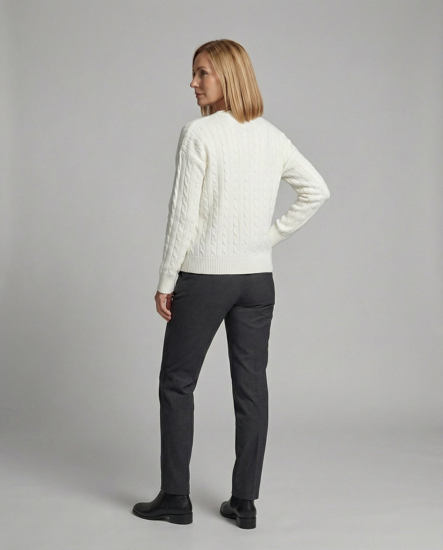 Damen Oversize Cardigan Zopfstrick Hüftlang