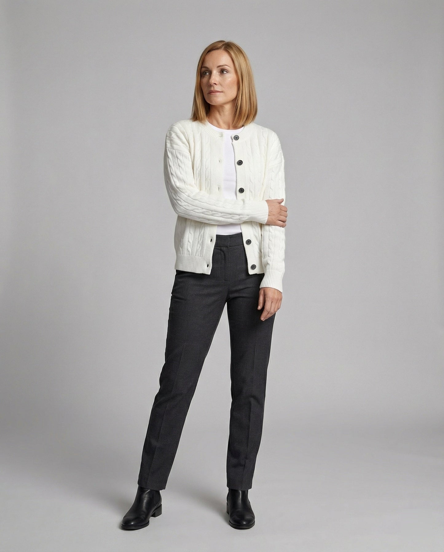 Damen Oversize Cardigan Zopfstrick Hüftlang