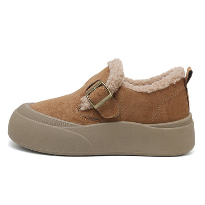 Damen Slipper Flauschig Warm Schnalle