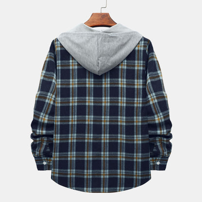 Damen Hoodie Kariertes Kapuzenhemd Baumwolle