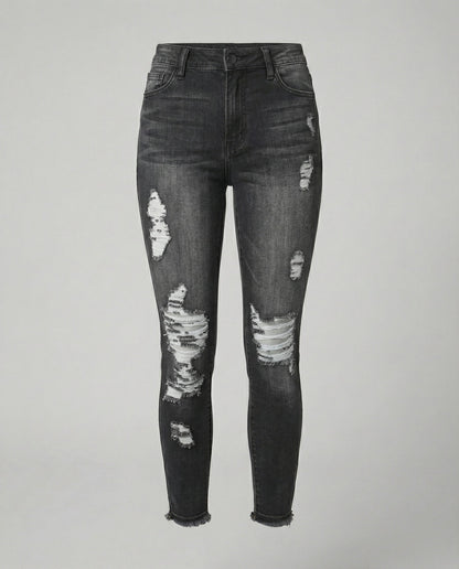 Damen Highwaist Jeans Destroyed Dunkelblau