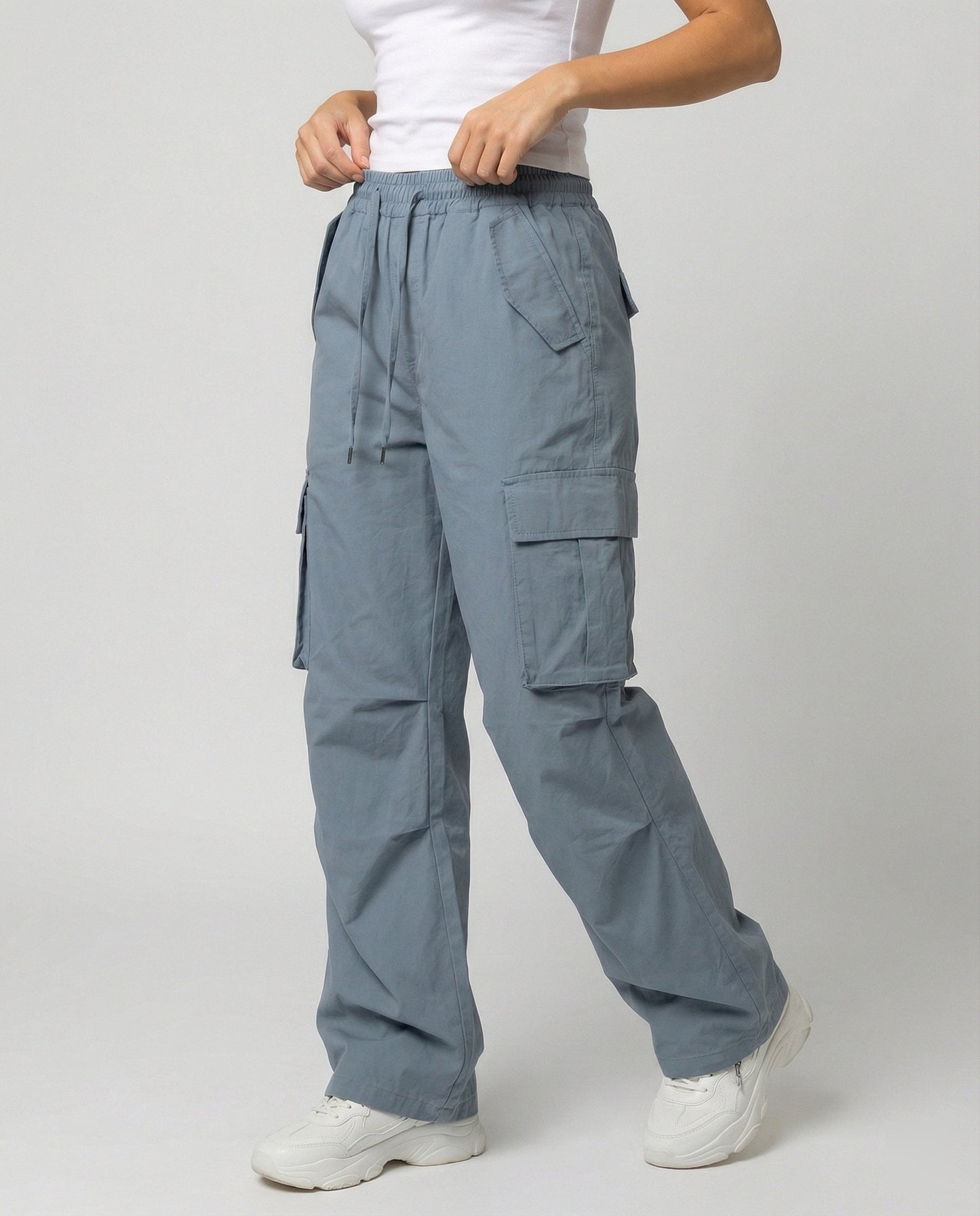 Damen Cargo-Hose Weite Bein Retro-Style mit Taschen - Norvielle