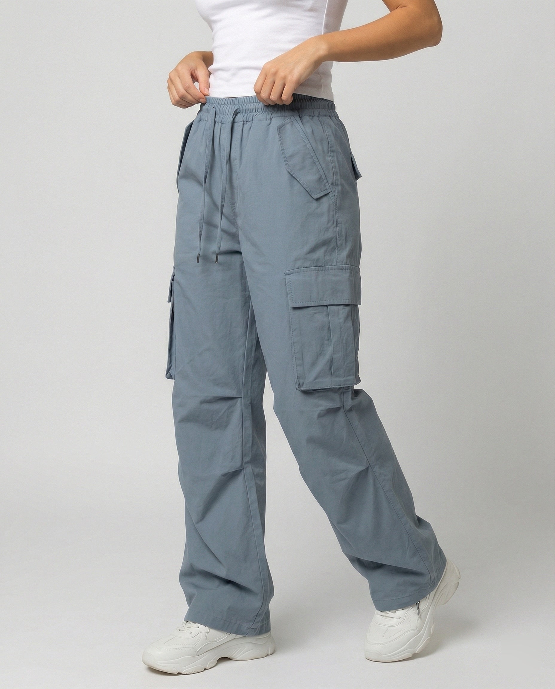 Damen Cargo-Hose Weite Bein Retro-Style mit Taschen - Norvielle