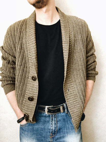 Herren Strickjacke Modern Schalkragen Knöpfe