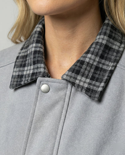 Damen Lederjacke Wildleder Karomuster