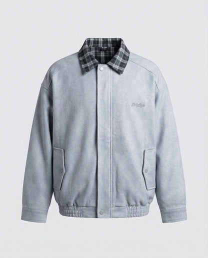 Damen Lederjacke Wildleder Karomuster