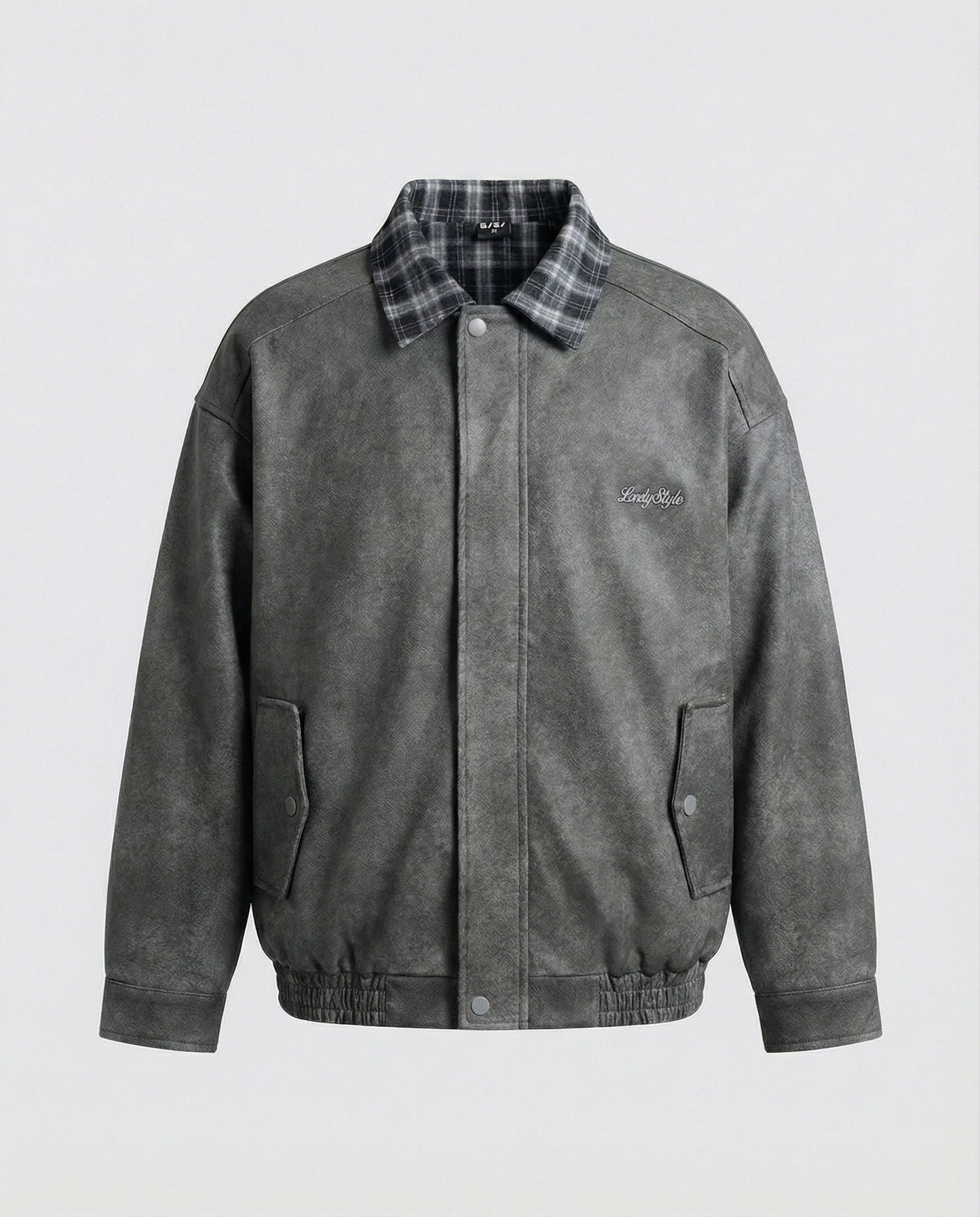 Damen Lederjacke Wildleder Karomuster