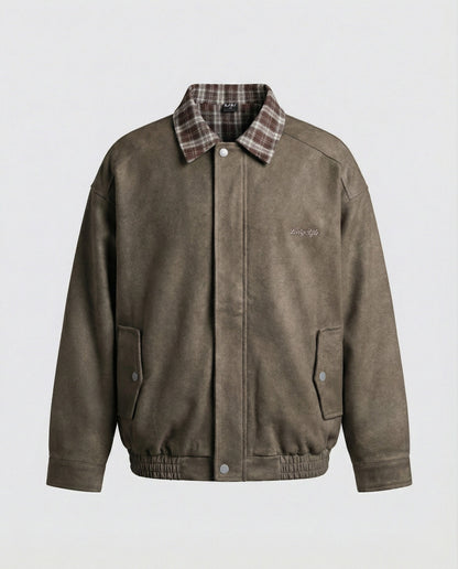 Damen Lederjacke Wildleder Karomuster