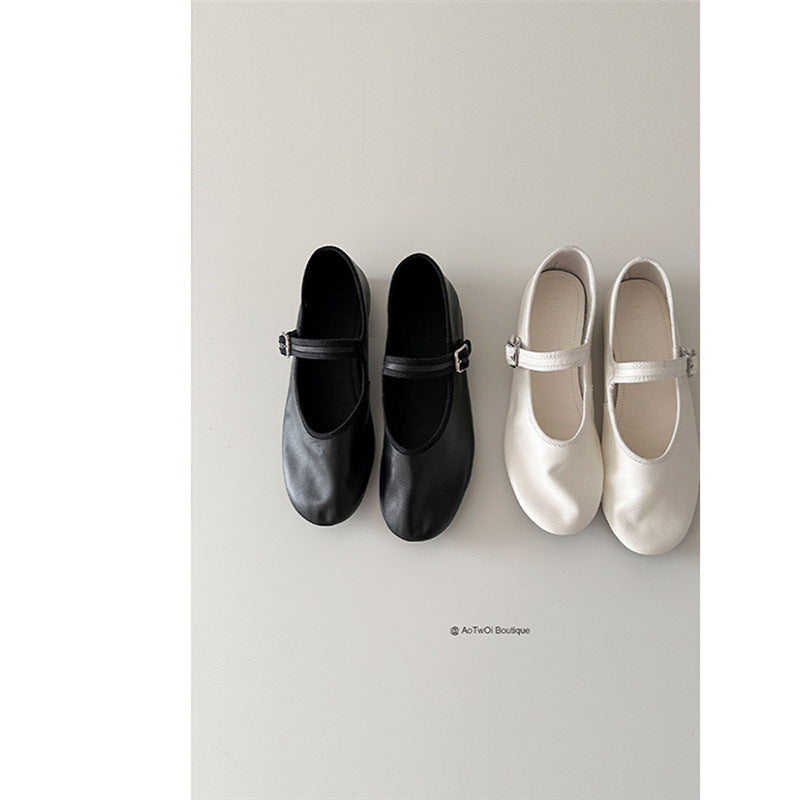 Damen Ballerinas Weiches Leder Verstellbarer Riemen - Norvielle