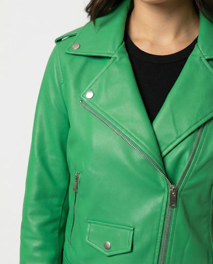 Damen Lederjacke Kurz Asymmetrisch