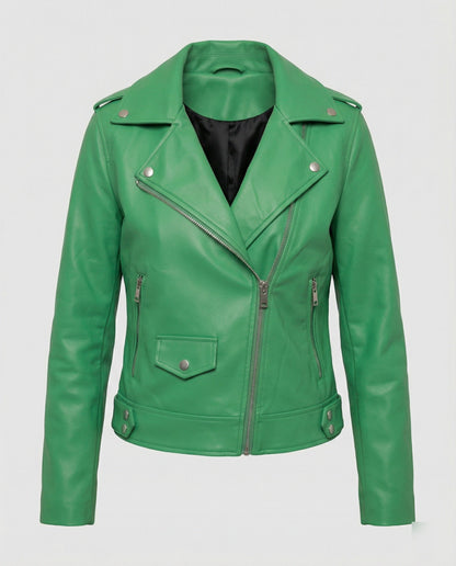 Damen Lederjacke Kurz Asymmetrisch