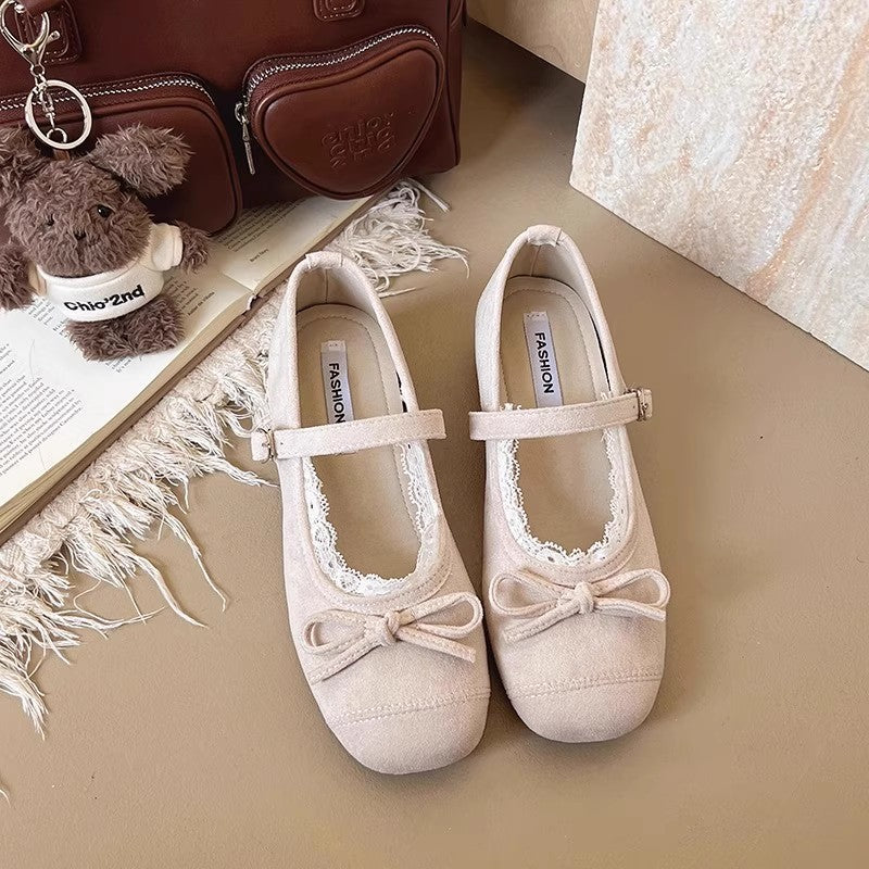 Damen Ballerinas Verstellbarer Riemen Spitze Elegant