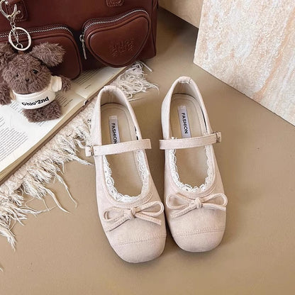 Damen Ballerinas Verstellbarer Riemen Spitze Elegant