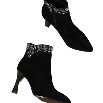 Damen Ankle Boots Elegantes Glitzerdekor