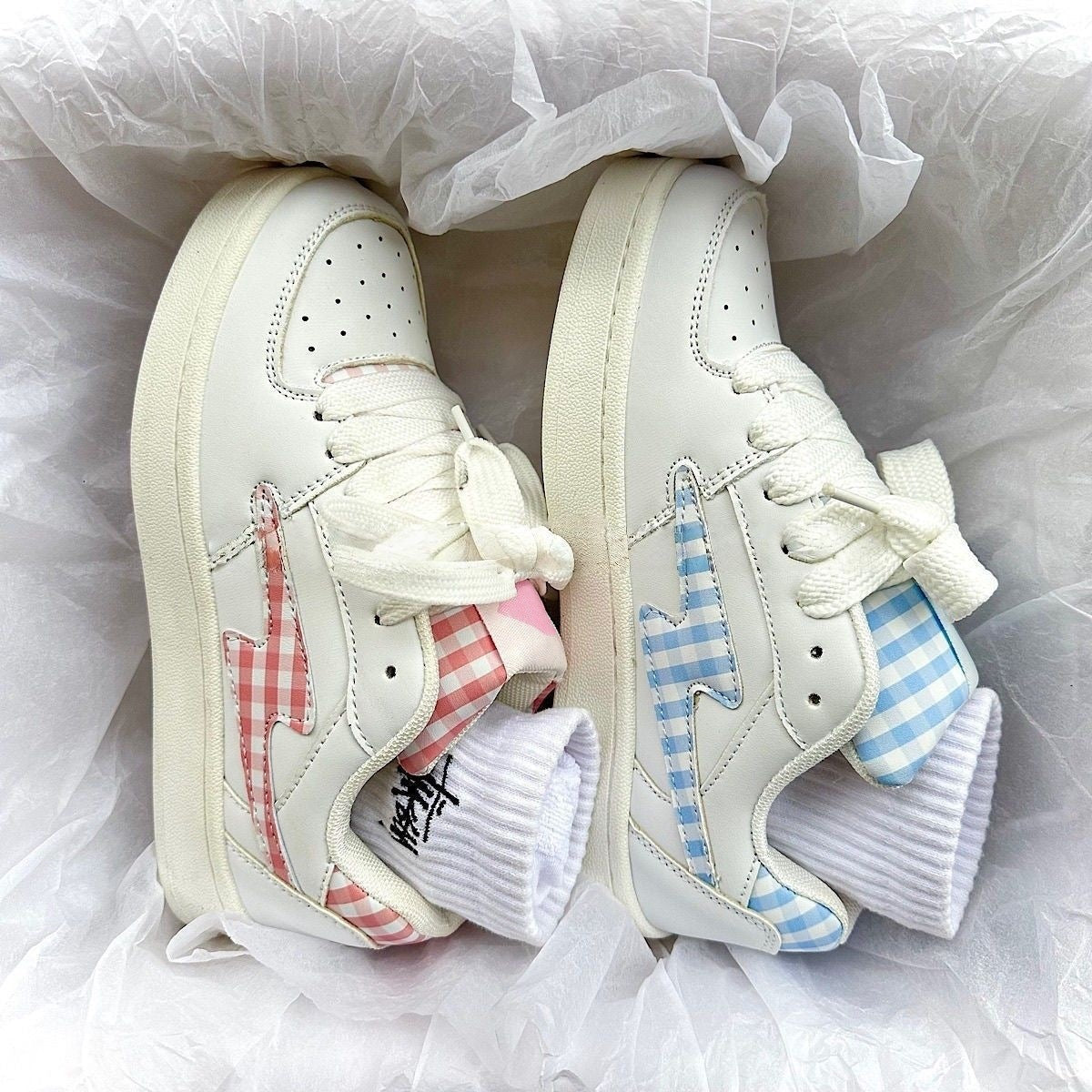 Damen Sneaker Karomuster Strapazierfähig