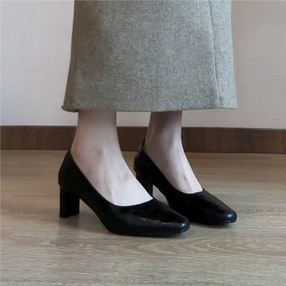 Damen Pumps Komfort Blockabsatz Elegantes Leder