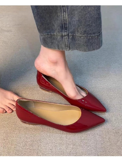 Damen Ballerinas Spitze Elegant Glanzschuhe