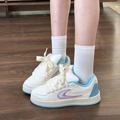 Damen Sneaker Weich Bequem Mit Schnürsenkeln