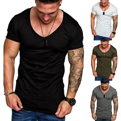 Herren T-Shirt V-Ausschnitt Strukturiert Hochwertig