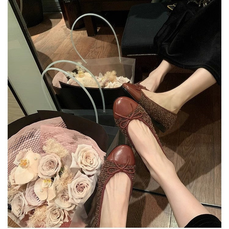 Damen Ballerinas Bequem Schnürsenkel Elegante Schleife