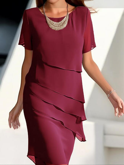 Damen Wickelkleid Schichten
