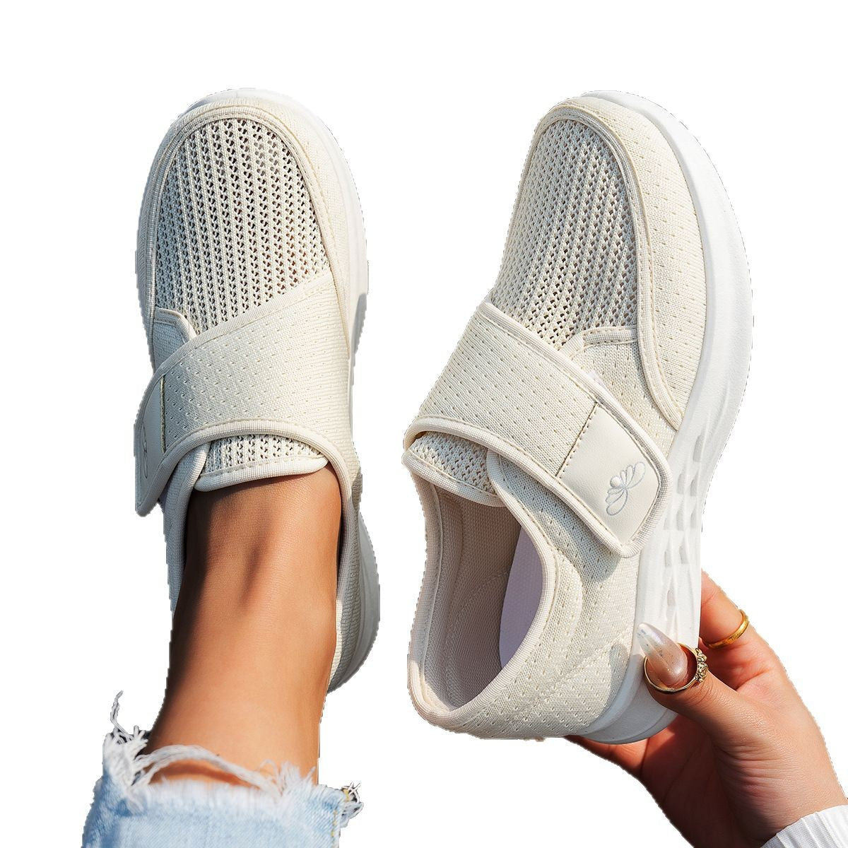 Damen Komfortschuhe Mit Klettverschluss Bequem