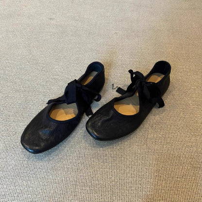 Damen Ballerinas Leder Schwarz - Norvielle