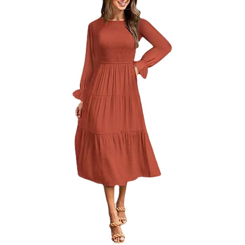 Elegantes Damen Maxikleid mit Rüschen Lang