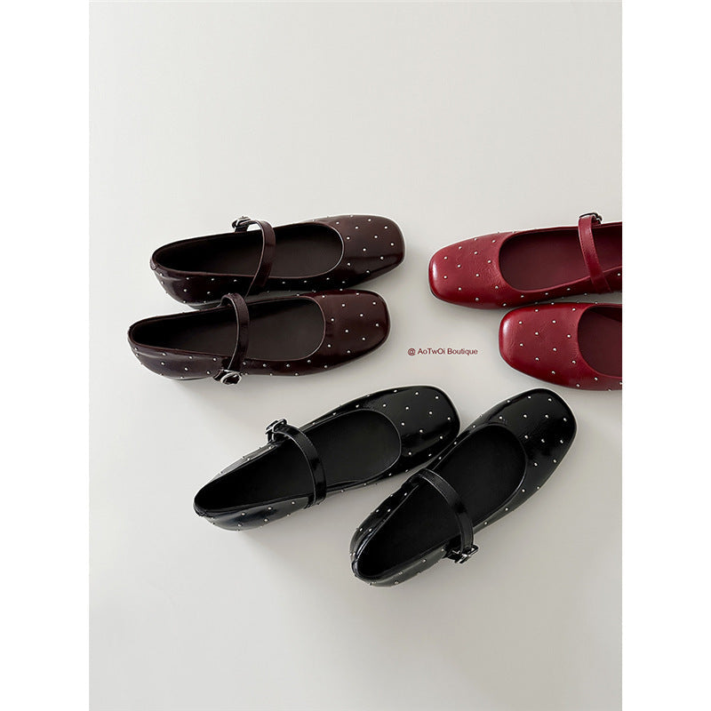 Damen Ballerinas Glitzer Schnalle Elegantes Design Schwarz - Norvielle