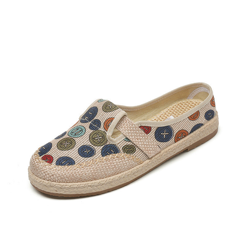 Damen Slip-On Schuhe Bunt Knöpfe Bequem