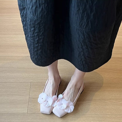 Damen Ballerinas Slingback mit Blumenapplikationen Komfortabsatz