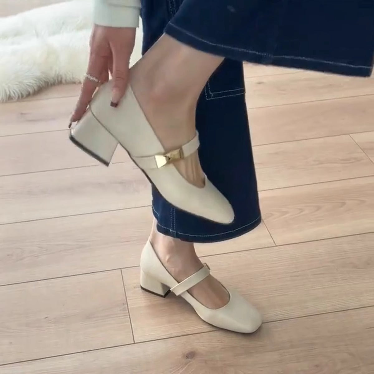 Damen Slingback Pumps Riemen Blockabsatz Komfortschuhe