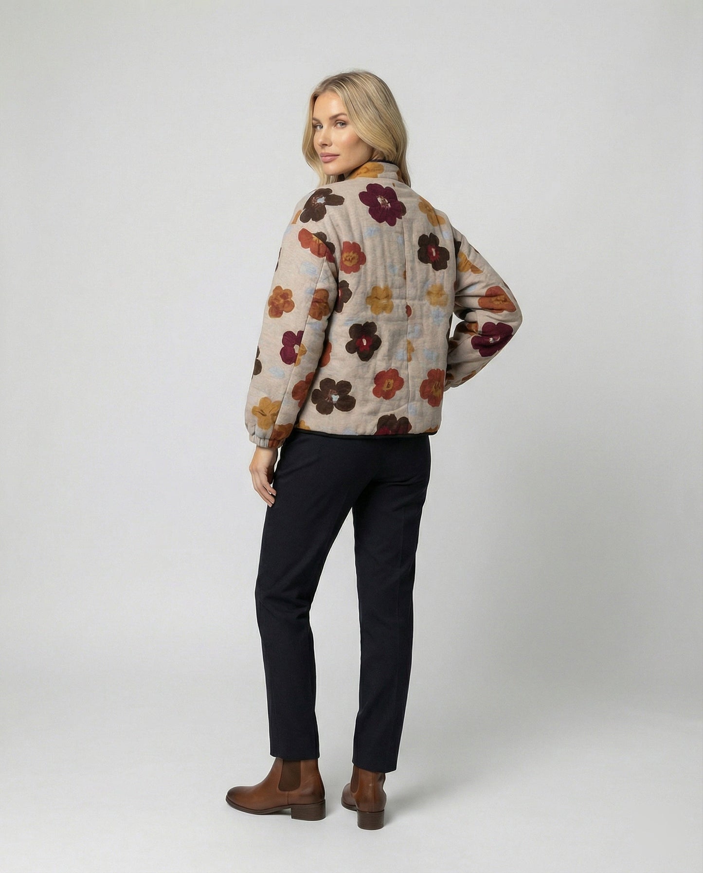 Damen Blumenjacke Kurzärmel Freizeitmode