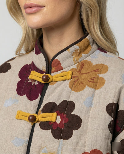 Damen Blumenjacke Kurzärmel Freizeitmode