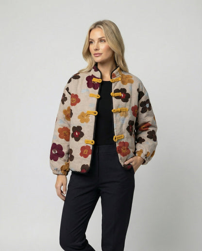 Damen Blumenjacke Kurzärmel Freizeitmode - Norvielle