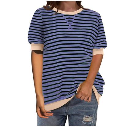 Damen Streifenshirt Lässig Modern Baumwolle