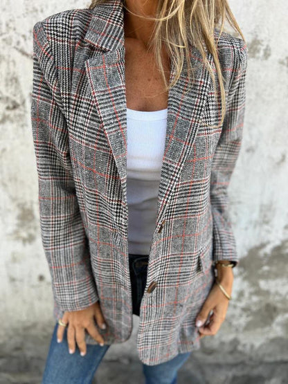 Damen Blazer Karierter Slimfit Modern