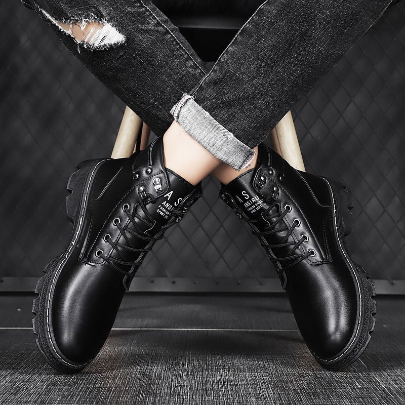 Herren Stiefel Robustes Leder Modern Schwarz - Norvielle