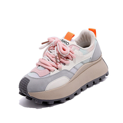 Damen Plateau Sneaker Hoch Rutschfest Farbverlauf
