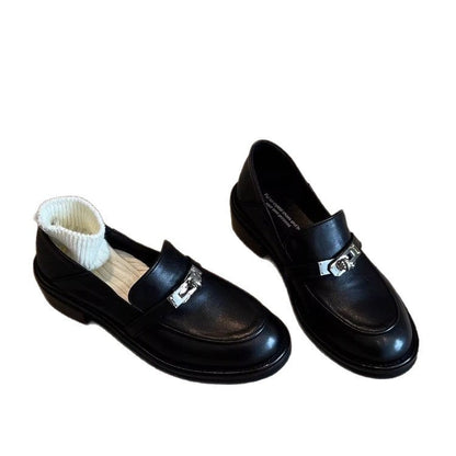 Damen Loafers Bequem Schnallen Detail